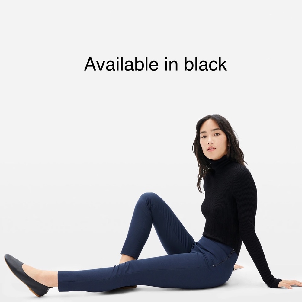 Everlane The Side-Zip Stretch Cotton Pant in black, size 14